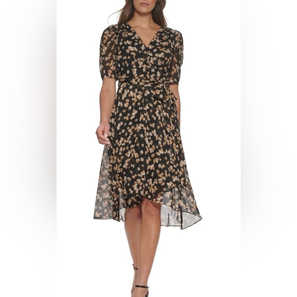 Tommy Hilfiger Floral Chiffon Midi Dress Plus Size 22W Lined Office Casual flowy